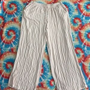 stradivarius Cream Lightweight Elastic-Waist Pants